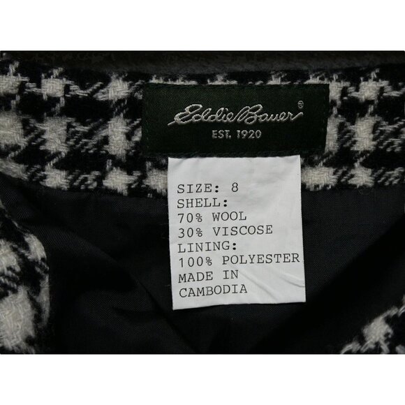 Eddie Bauer Skirt Size 8 Houndstooth Wool Blend Line Black White Pencil lined - Picture 5 of 8